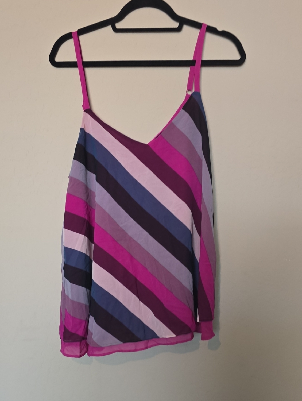 Striped Purple & Pink Spaghetti Strap Women’s Tank Top